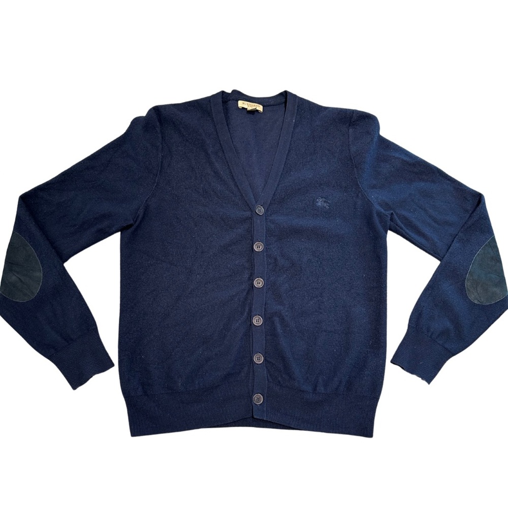 Burberry Navy Blue V-Neck Button Cardigan | Wool Sweater | Women's Small